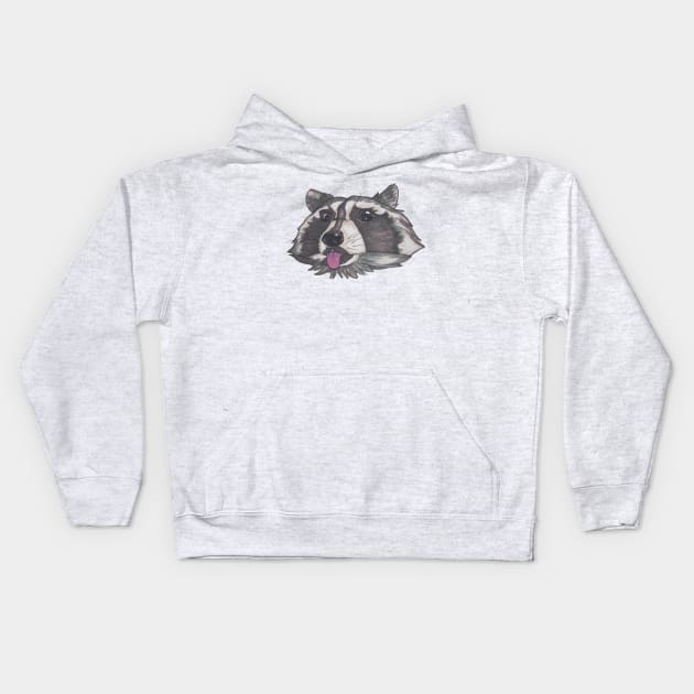 Silly Little Baby Racoon Kids Hoodie by Amanda-Courtney